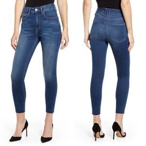 Good American Good Waist Raw Hem Ankle Skinny Jeans 00 24